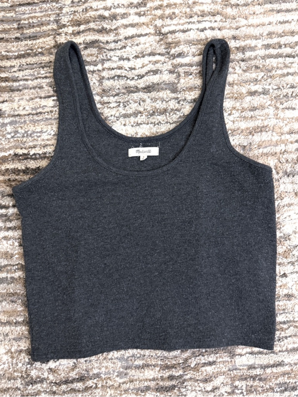 Womens Strappy Tank Top size S Small Madewell Gray Scoopneck Knit Acrylic Cotton - Picture 6 of 7